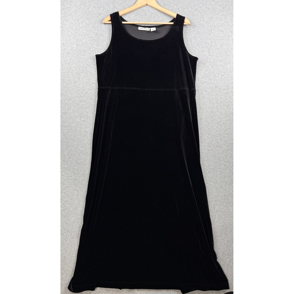 VTG Croft & Barrow Velvet Maxi Dress Womens Medium Black Sleeveless Round Neck